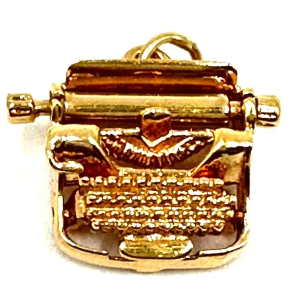14K Gold Typewriter Pendant with Moving Part